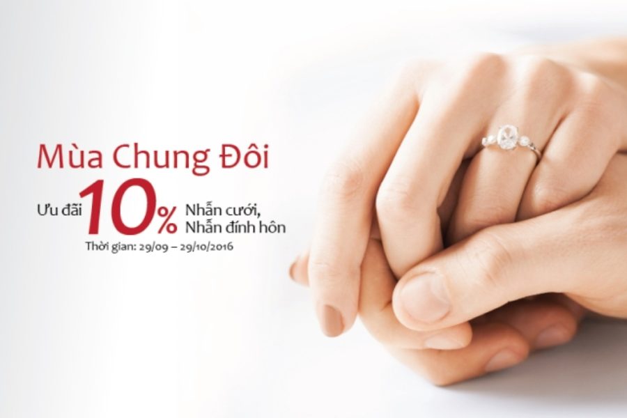 Nhẫn vàng mùa chung đôi, ưu đãi đến 10%